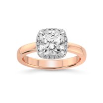 1 Carat IGI Certified Radiant Shape Lab Grown Diamond Engagement Ring | 14K Rose Gold | Anna Hidden Accents Halo Lab Diamond Ring | FG-VS1-VS2 Quality Friendly Diamonds