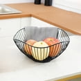 thumbnail image 6 of Scandinavian Style Iron Fruit Basket - Rustic Farmhouse Kitchen Organizer with Rattan Accents - Decorative Storage for Dining Room Centerpiece, 6 of 6