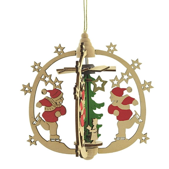 Holiday Ornament Christmas Skating Children Wood Printed Wood A15271