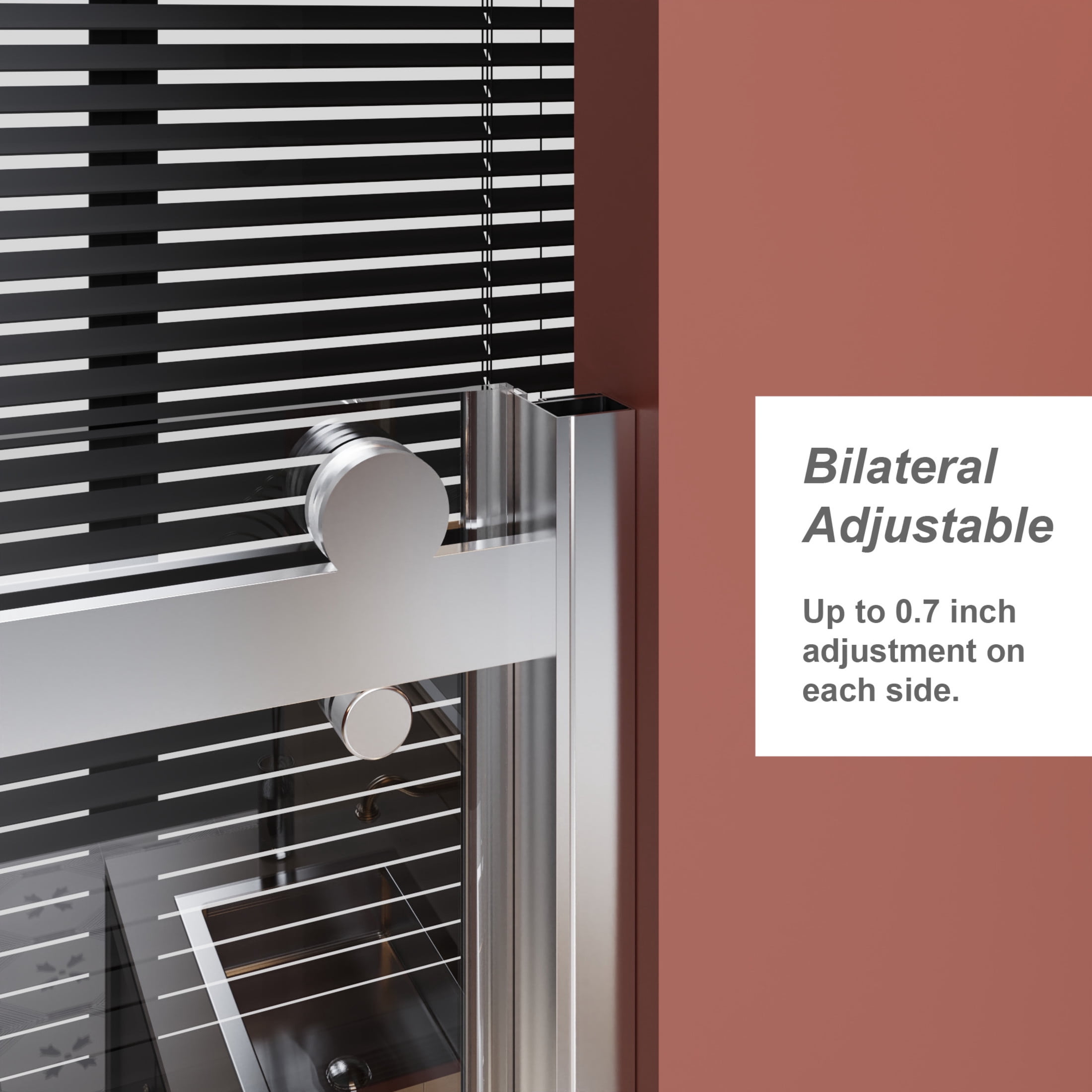 Noble House 60" x 72" Frameless Single Sliding Shower Door, Tempered Glass with Roller System and Steel Handle, Chrome