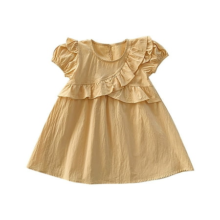 

Baby Girls Bodysuits Girl S Solid Color Chest Irregular Peplum Dress Summer Short Sleeve Crew Neck A Swing For 4-5 Years