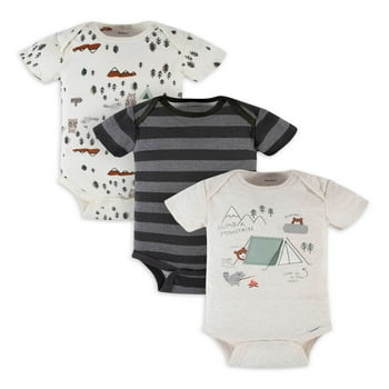 Gerber Baby Boy Short Sleeve Onesies Bodysuits, 3-Pack (Preemie - 12M)