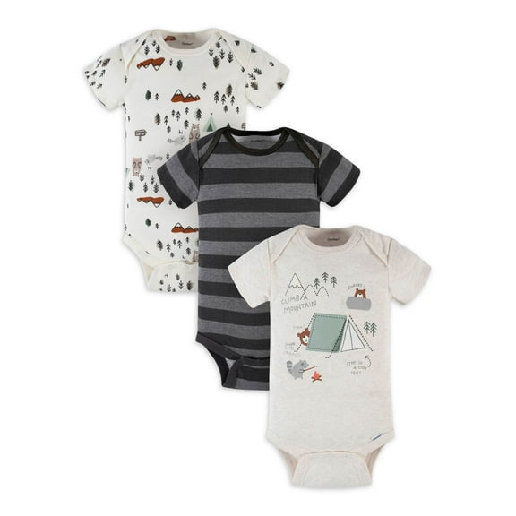 Gerber Baby Boy Short Sleeve Onesies Bodysuits, 3-Pack (Preemie - 12M)