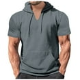 thumbnail image 4 of Zylarhe Men T Shirts Mens Summer Fashion Leisure Sports Solid Color Hoodie Pullover Shirt T Shirt Top Blouse Mens Compression Shirt, 4 of 8
