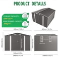 thumbnail image 3 of 10x12 FT Outdoor Storage Shed, Garden Tool Shed with Lockable Door, Air Vent and Two Windows, All-Weather Metal Shelter for Garden Patio Lawn Poolside, Gray, 3 of 8