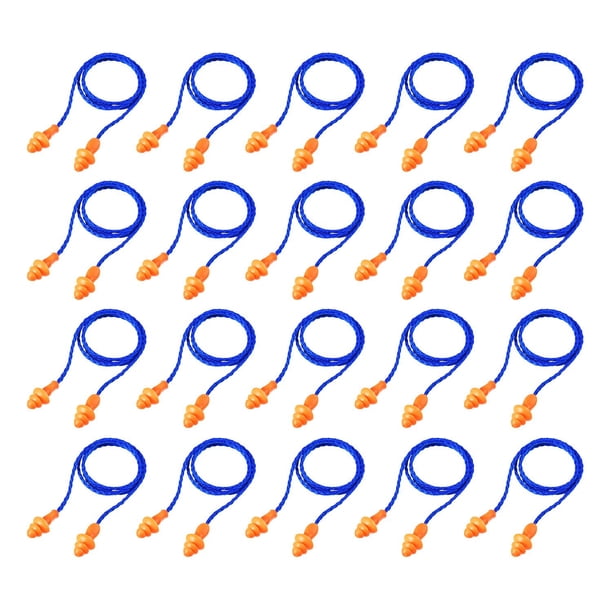 20 pares de tapones para los oídos con cable, tapones para los oídos de silicona reutilizables con cordón, tapón para los oídos con banda, cancelación de ruido para dormir, para protección a