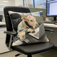 thumbnail image 5 of Funny Office Humor Pillow Cover 18x18, “Office Livestock” Cow & Horse Suit Print, Soft Washable Cushion Cover with Hidden Zipper for Desk Chair, Cubicle or Work From Home Gift, 5 of 6