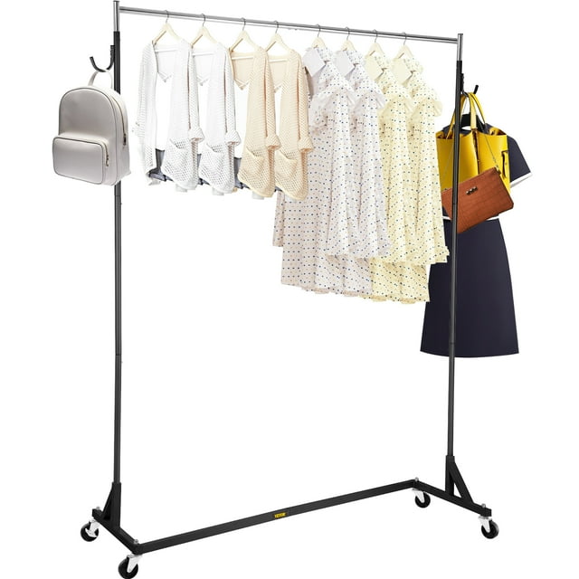VEVOR Z Rack, Base Industrielle Z Rack à Vêtements, Hauteur Réglable Rack à Vêtements Roulant Z, Acier Robuste Base Z Rack à Vêtements avec Roulettes Verrouillables pour Maison Magasin de Vêtements Usage Commercial Noir