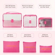 3 Piece Luggage Sets with 6 PC Organize Bags Lightweight Suitcases with Spinner Wheels, Rose Red