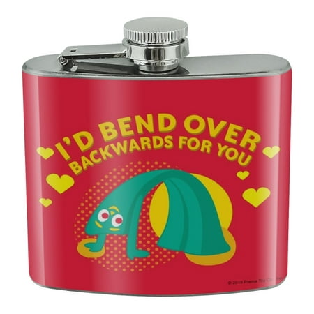 

Gumby Bend Over Backwards Love Valentine s Day Stainless Steel 5oz Hip Drink Kidney Flask