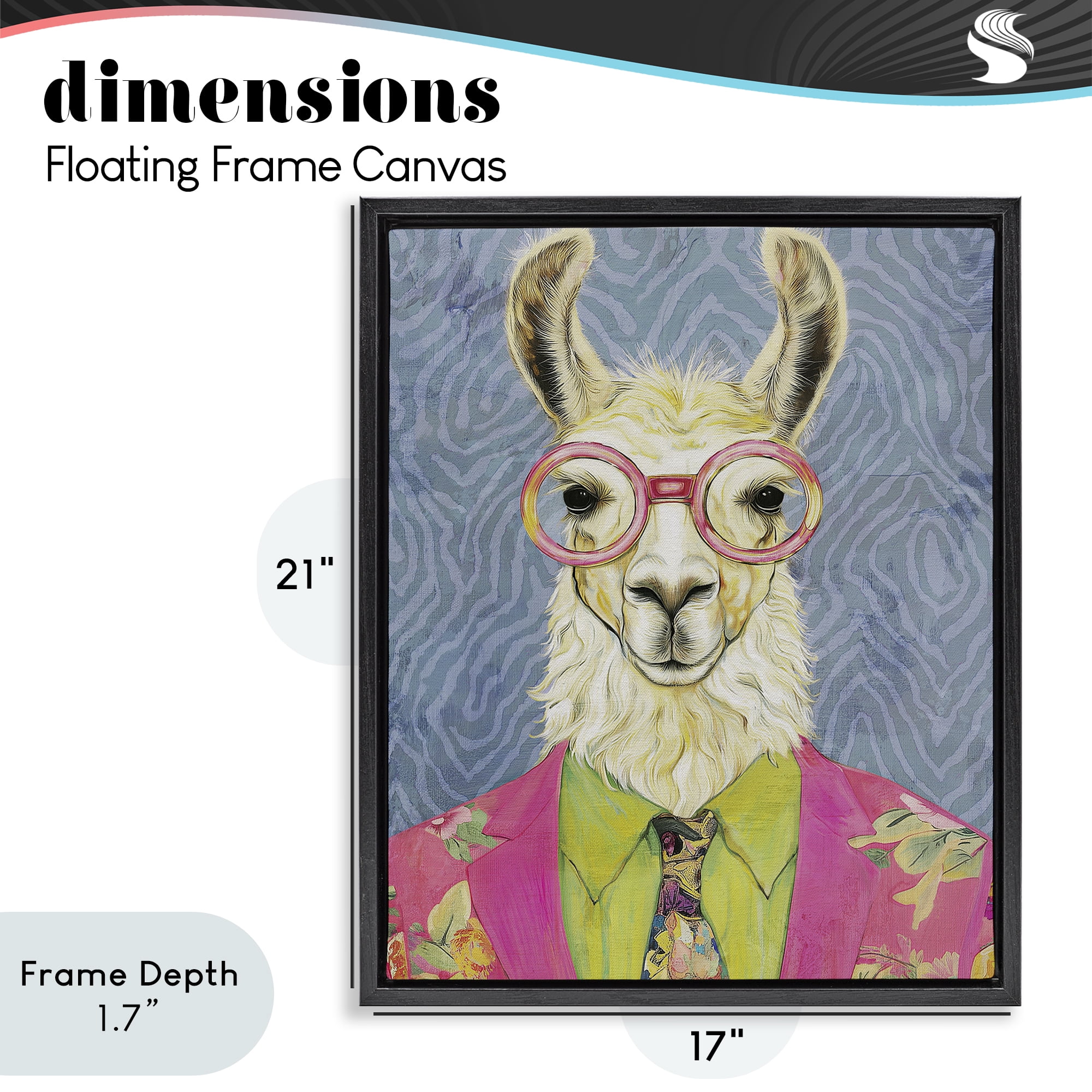 Stupell Industries Bright Gaze Llama Black Framed Floater Canvas Wall Art, design by Svetlana Aleynikova