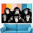 thumbnail image 2 of Trendy Canvas Art, Monkey Art, Animal Wall Decor, Monkeys Painting, Abstract Monkey Wise Monkeys Canvas Art, Thinking Monkey Canvas, Canvas Wall Decor - 3P-White Framed, 2 of 9