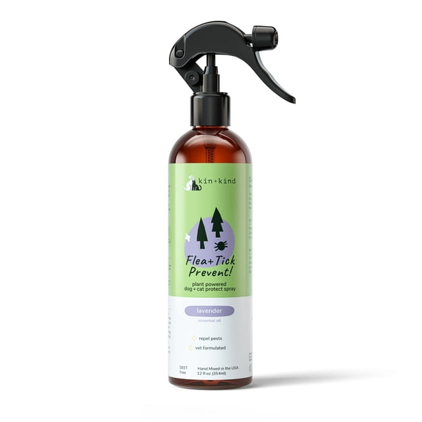 kin+kind Natural Flea and Tick Spray for Dogs. Vet Formulated and Plant