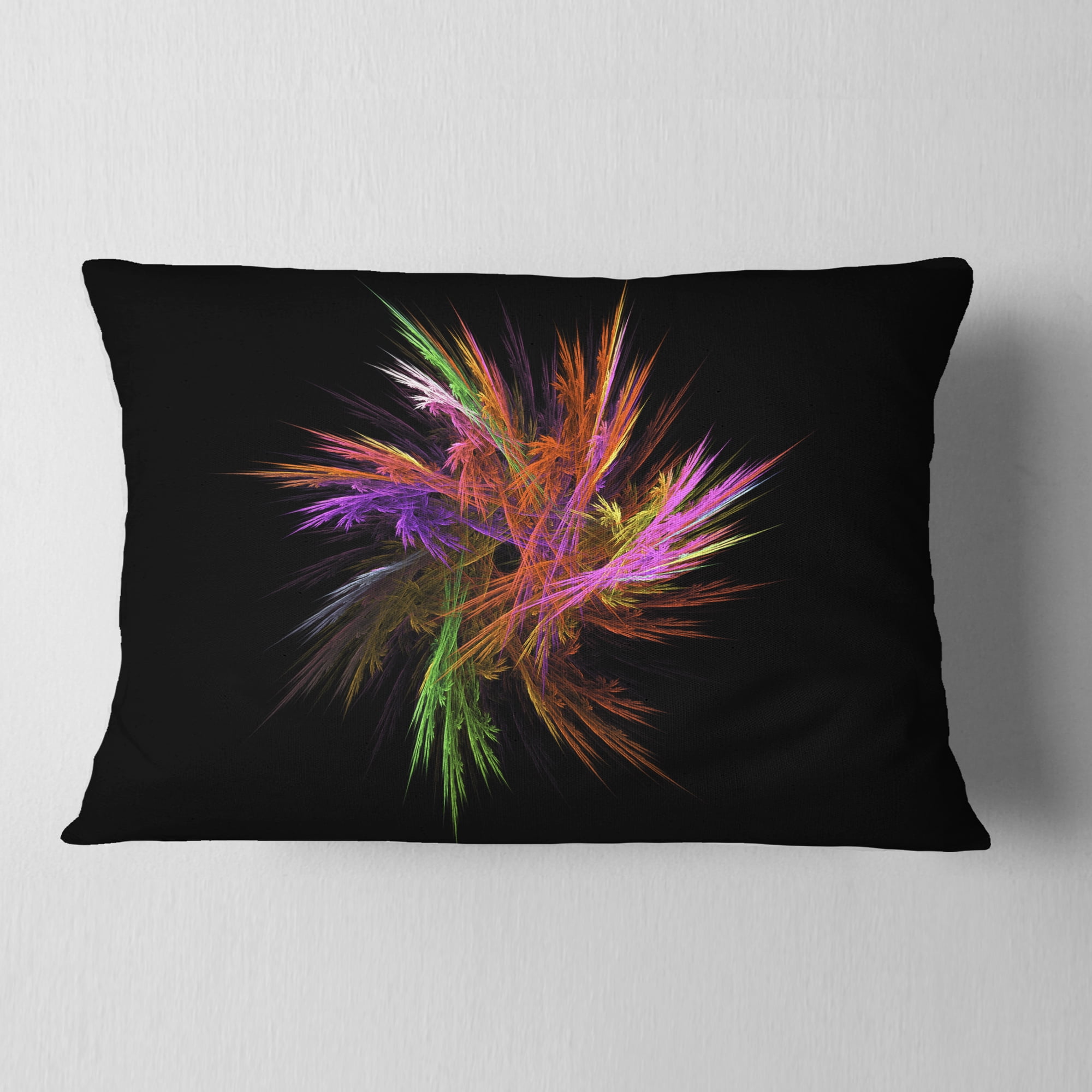 Designart 12" x 20" Black Polyester Throw Pillow