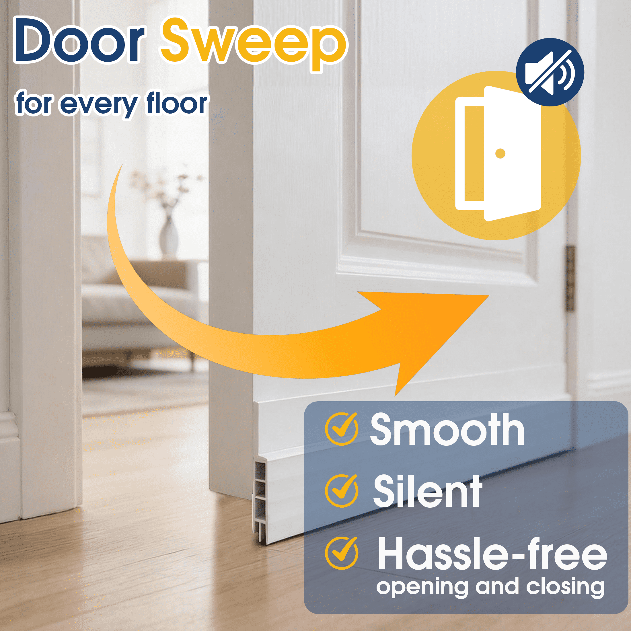 Door Draft Stopper, Under Door Seal Weather Stripping, Noise Reduction & Cold Air Blocking Weather Stripping, No Drilling Installation, 1.88 in x 39.4 in