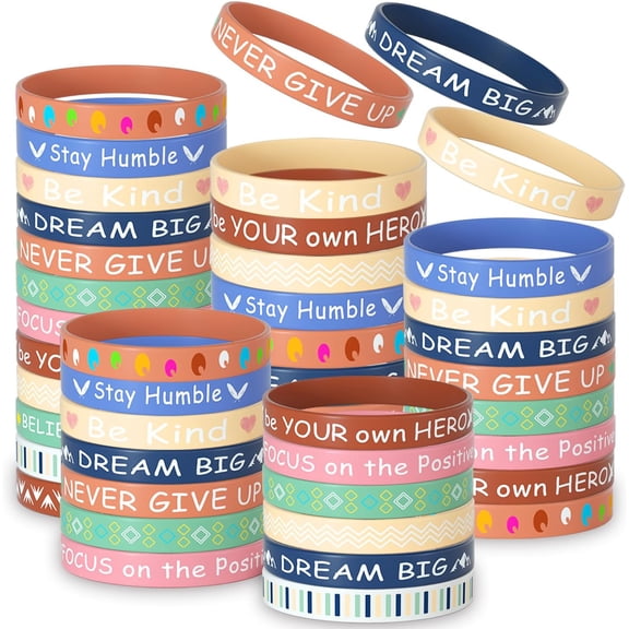 24 Pieces Motivational Rubber Wristbands Black Inspirational Quote Silicone Bands Unisex Style- 12 Designs