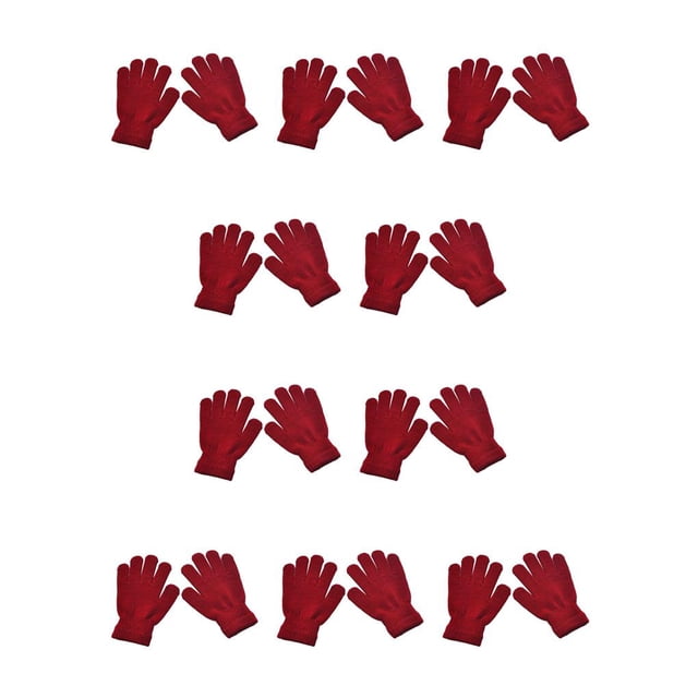 Qarigey 1 par de guantes para niños, guantes delicados para exteriores, accesorio de ropa sencillo para niños y niñas con Color sólido para Vino rojo 10Conjunto