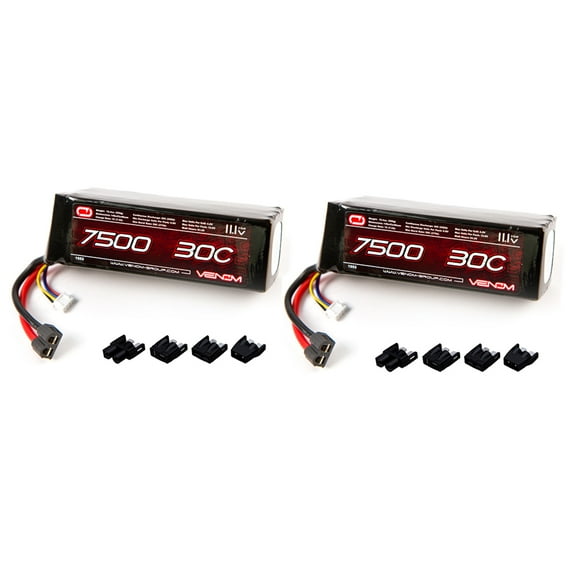 Traxxas M41 Widebody Catamaran 30C 7500mAh 11.1V LiPo Battery with Universal Plug by Venom x2 Pack
