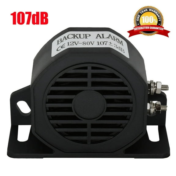 MIRKOO Backup Alarm, 107dB 12V-80V DC Waterproof Industrial Heavy-duty Backup Reverse Warning Alarm with Super Loud Beeper Tone for Truck Van Freight Car Lorry Heavy Vehicles