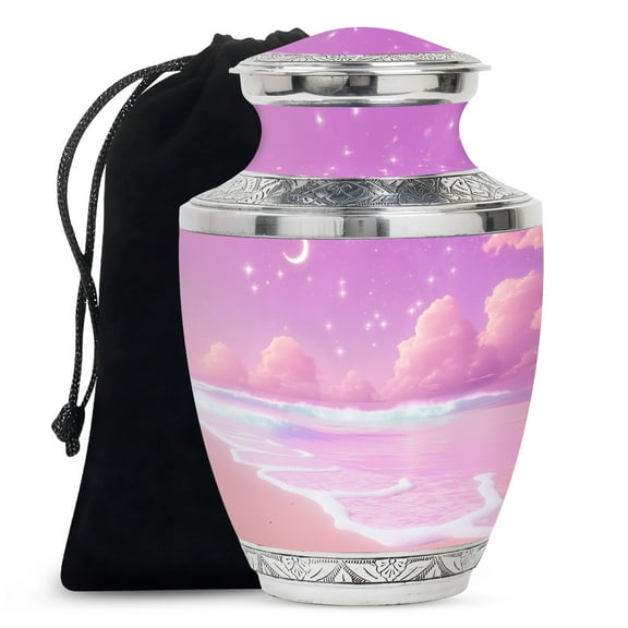 Pink Ocean Urns For Human Ashes Adult Female & Male - Large Decorative Urn For Human Ashes - Cremation Memorial Ashes Adult Mother & Father - 10 Inch