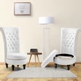 thumbnail image 2 of AVAWING 2PCS High Back Royal Chair, Velvet Armless Throne Chair with Storage, White, 2 of 7