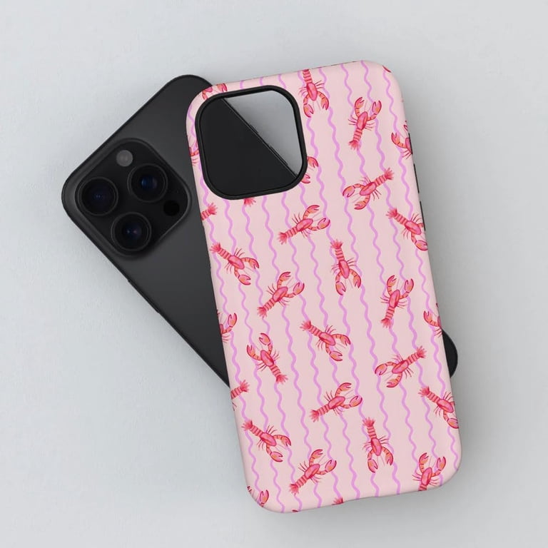 Case for iPhone 14 Pro Max, Lobster Pink Stripe Phone Case