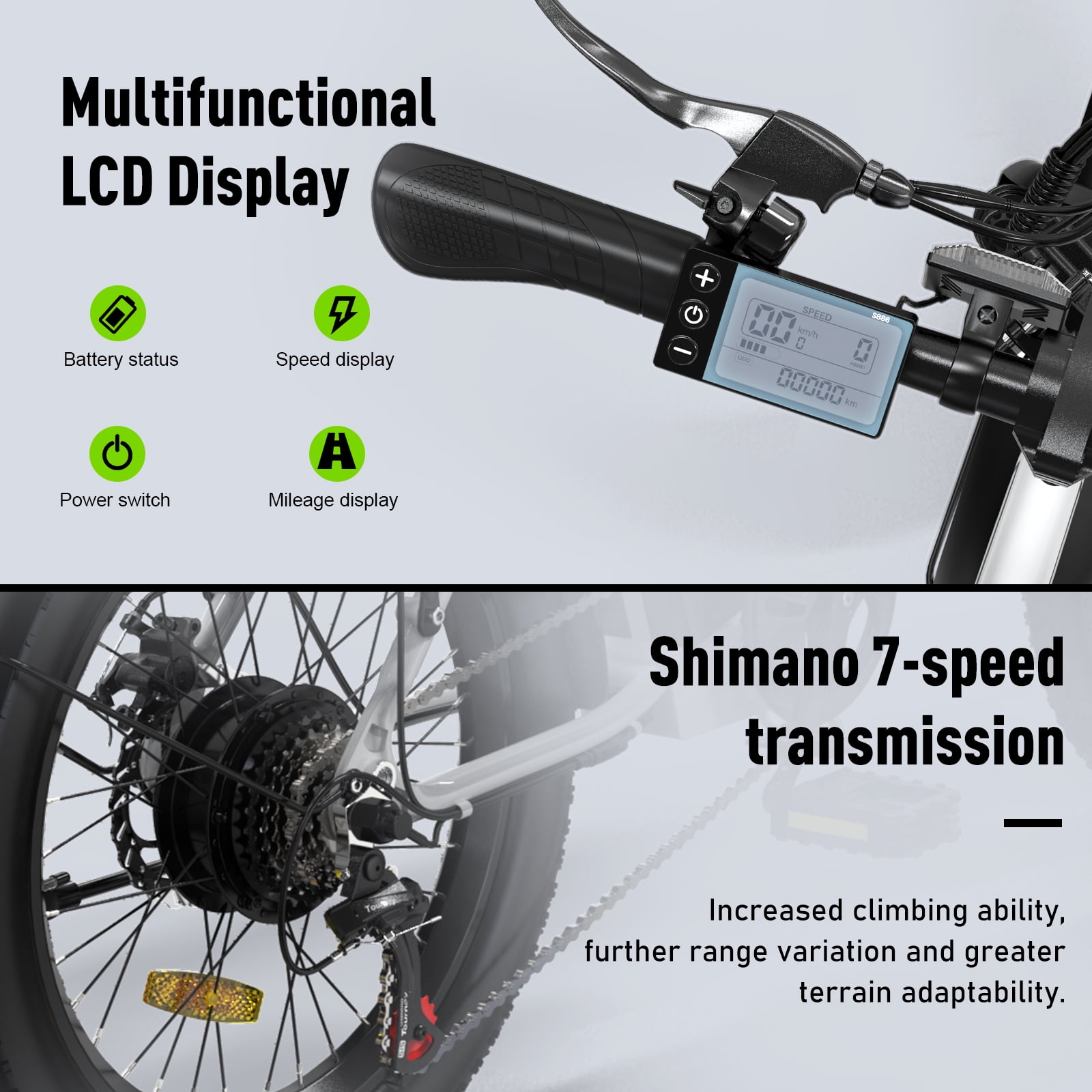 COLORWAY 20”X3.0 Fat Tire Electric bicycles, Foldable Mountain Snow Beach Electric bike ebike with 500W/36V/13Ah Battery, Shimano 7-Speed e bicycle