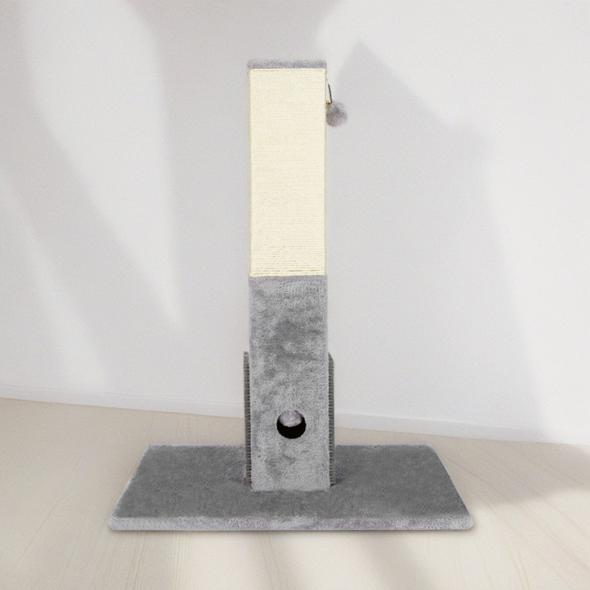 resenkos 31" Tall Cat Scratching Post for Large Cats with Sisal Rope, Square Cat Scratcher Tower Furniture for Indoor Cats with 2 Plush Ball, Gray