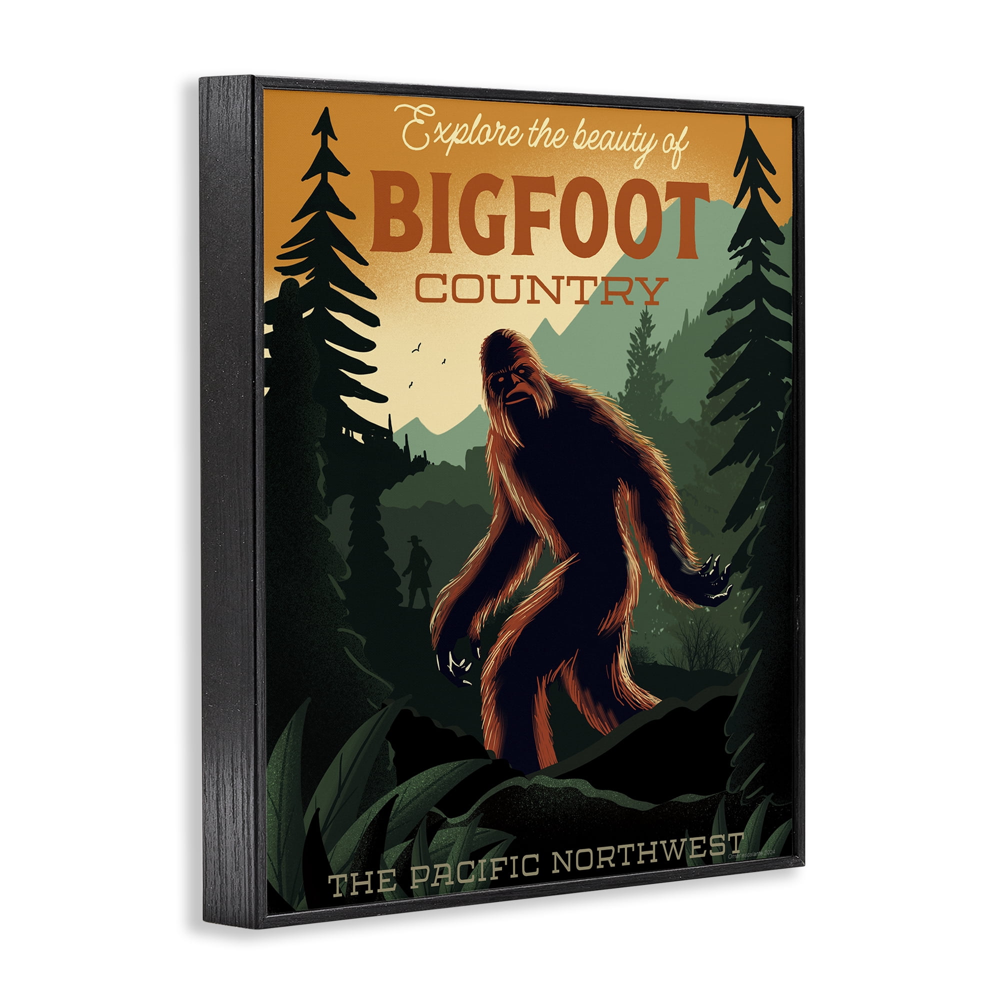 Stupell Industries Cryptid Tourism Wildlife Black Framed Giclee Art, design by Omar Escalante
