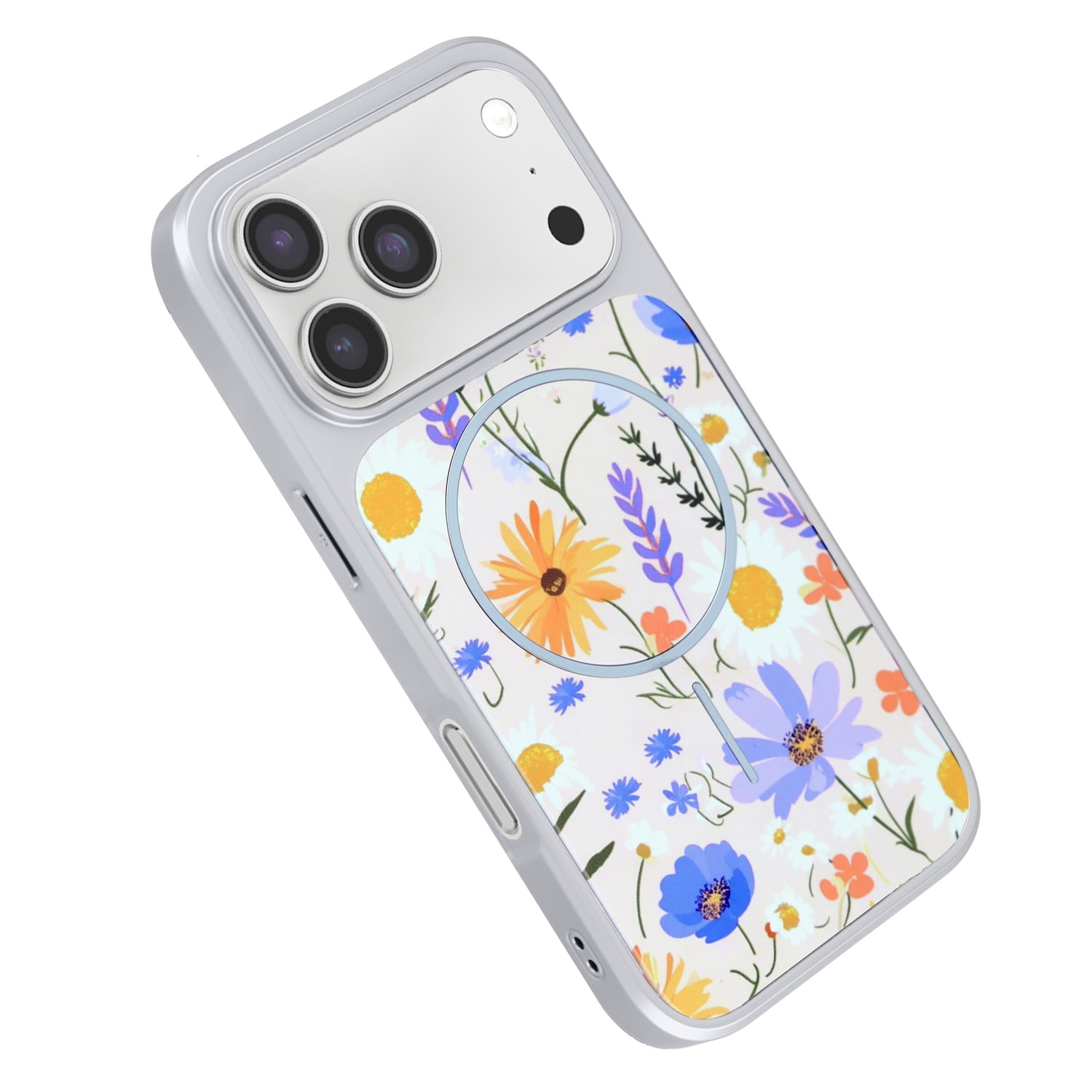 Floral Pattern Dual Layer MagSafe Cover for iPhone 17 Pro Max - Beige