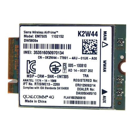 DW5809e 0K2W44 CN-0K2W44 Dell DW5809E Sierra Wireless Airprime EM7305 4G Wwan PCI-EXPRESS Card K2W44 USA Wireless Cards, Adapters & Clients -