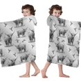 thumbnail image 4 of Gray Highland Cow Hummingbird Pattern Hooded Bath Towel，60"x35" for Ages 3 To 12 Kids, Quick Dry Lightweight Soft Microfiber Hood Beach Towel Cover Up for Kids, 4 of 7