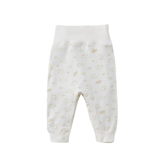 Baby High Waisted Pants Snap Button Protection Printing Pants