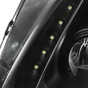 Spec-D Tuning Black Projector Headlights w/ LED Strip Compatible with 1997-2001 Honda Prelude, Left + Right Pair Headlamps Assembly
