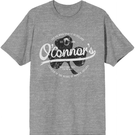 The Premier Spirits of Ireland Adult Heather Gray Crew Neck Short Sleeve Tee-Large