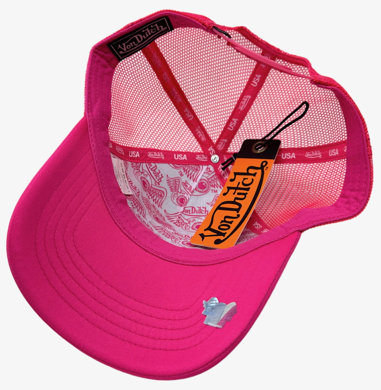 Von Dutch Hot Pink and White Winged Eyeball Trucker Cap Trucker Hats Pink Von Dutch Hats for Women for sale | eBay main image 2