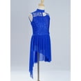 thumbnail image 5 of TTAO Girls Floral Lace Dance Dress Kids Sleeveless Irregular Lyrical Ballet Leotard Dress Ballet Dancewear Royal Blue 6, 5 of 7