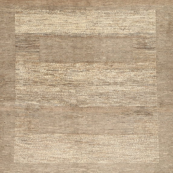Ahgly Company Indoor Square Contemporary Brown Abstract Area Rugs, 7' Square