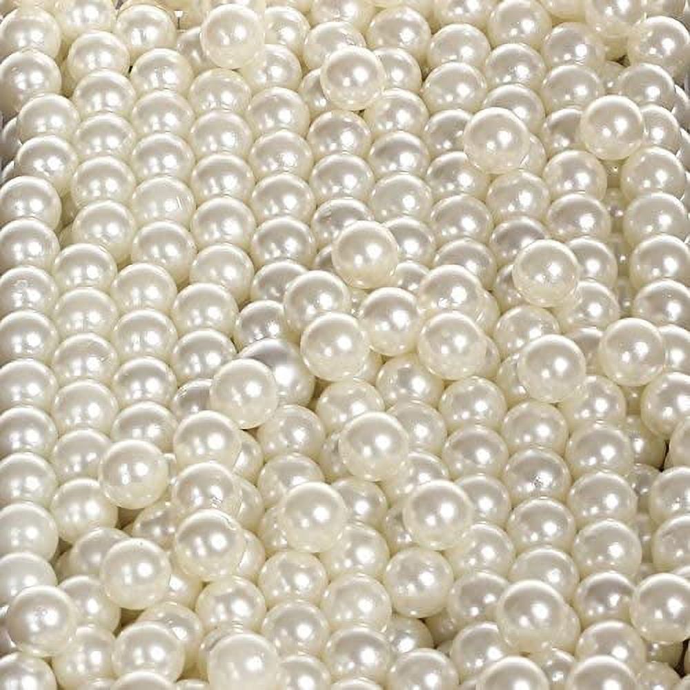 Feildoo Faux Pearl Beads 6mm Pearl Craft Beads Pearls with No Hole for Sewing Crafts, Decoration, Bracelet Necklace Jewelry Making, Vase Filler - 100g, White - image 2 of 6