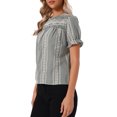 thumbnail image 4 of INSPIRE CHIC Gingham Tops for Women's Peasant Plaid Smocked Ruffle Puff Sleeve Blouses S Black, 4 of 6