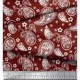thumbnail image 3 of Soimoi Red Cotton Duck Fabric Floral & Paisley Printed Fabric 1 Yard 42 Inch Wide, 3 of 3
