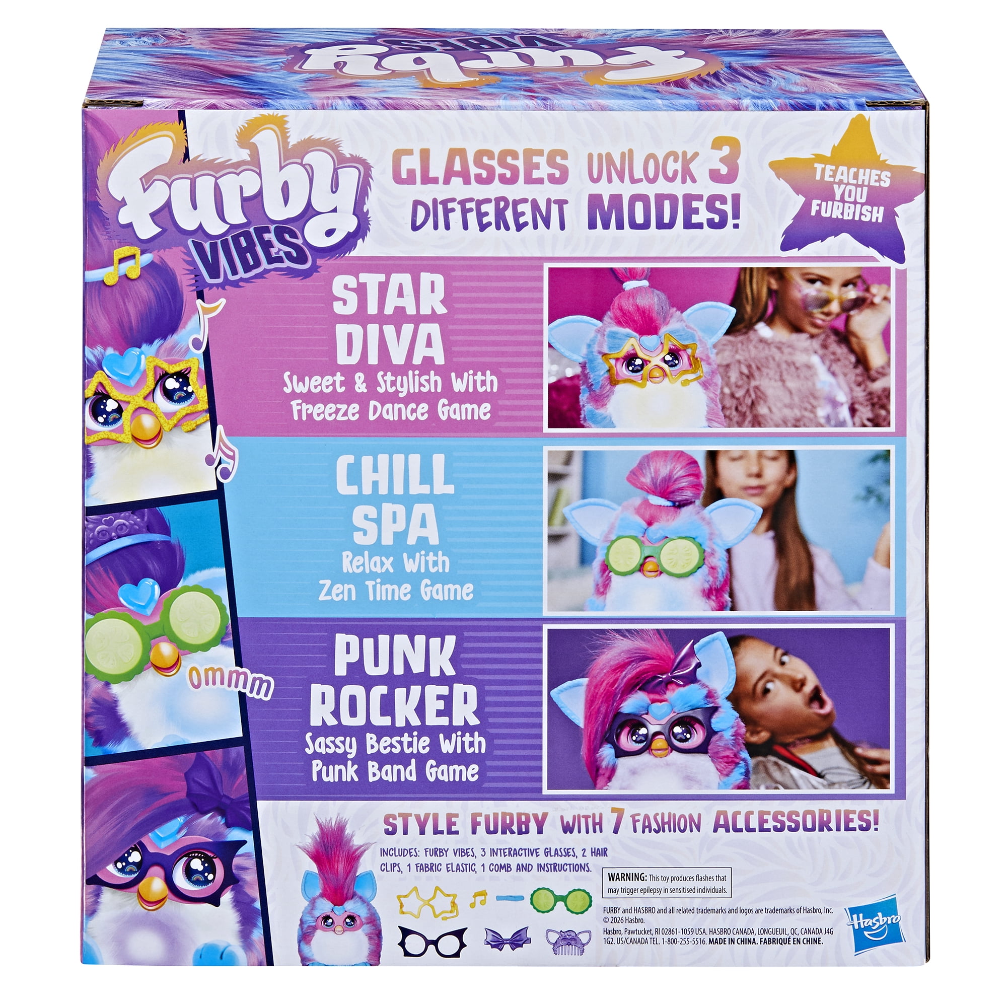 Furby Vibes Interactive Plush Toy, Blue Razz Color, Ages 6+