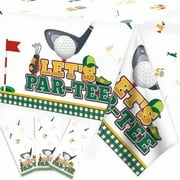 Masters Golf Party Decorations, 3PCS Let's Par-Tee Golf Sport Tablecloth for Golf Birthday Party Supplies, Disposable Plastic Tablecloth for Sports Themed Gathering, 54 x 108 Inch