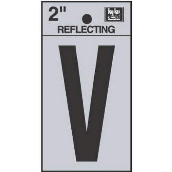 Hy-Ko RV-25/V Vinyl Self-Stick Reflective with Letter V, 2", Black