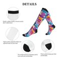 thumbnail image 6 of Socks Calf Pressure Socks Breathable Moisture Absorbent 11.8in×7.9in Full Print Designed For Hiking Walking Sports Aliceblue Colorful Houndstooth Hand-Drawn Sketch_1 3 Black, 6 of 8