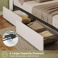 thumbnail image 3 of Farmhouse Bed Frame Full Size with 4 Storage Drawers and Bookcase Headboard, LED Wooden Bed with Hidden Space, No Box Spring Needed, White, 3 of 8
