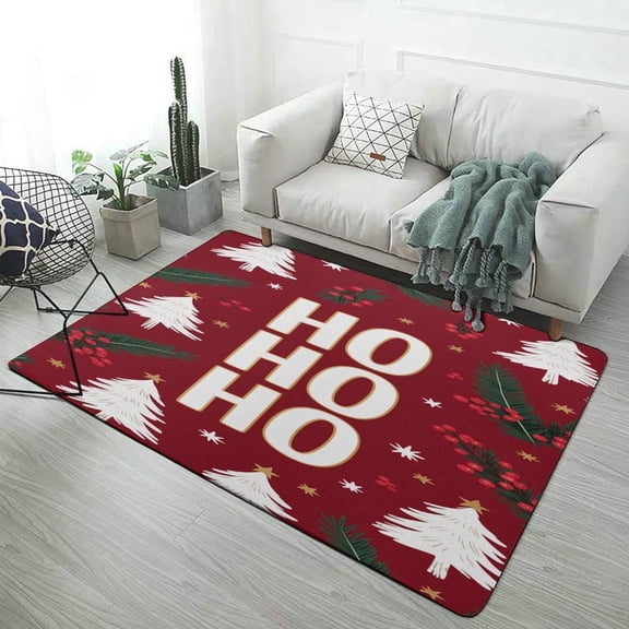 Merry Christmas Carpet for Home Decoration Soft Comfy Rugs for Bedroom Living Room Bathroom Entrance Non-slip Comfort Mat