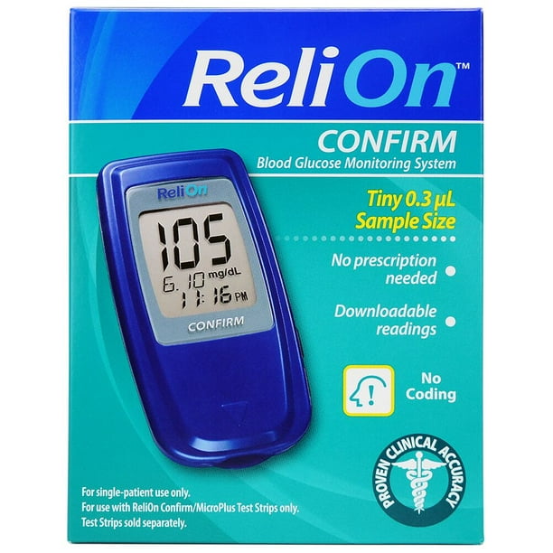 ReliOn Confirm Blood Glucose Monitor, Blue - Walmart.com - Walmart.com