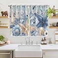 thumbnail image 2 of Blue Starfish Coastal Kitchen Curtains Window Panels, Eucalyptus Summer Nautical Shell Vintage Insulated Window Treatment Curtain, Grommet Curtains for Bedroom/Living Room/Bathroom, 2 Piece 52"Wx63"L, 2 of 8