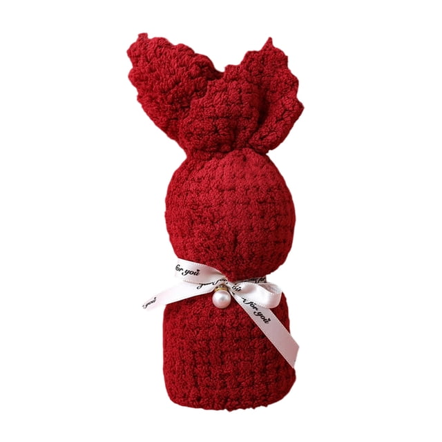 Tauxra Soft Cute Rabbit Shape Absorbent Fiber Bath Towel With Beads 29.5x13.8 Inches For Kids Party Favors